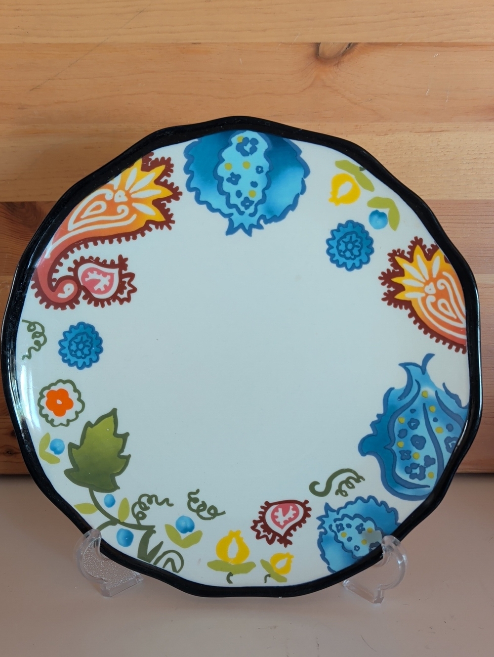 Threshold Carnigan Field, Multicolor Floral Paisley Ceramic Dinner Plate.